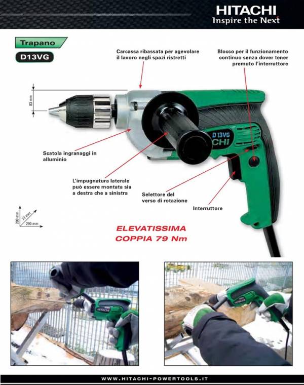 Trapano D13VG Carpenteria / Officina Trapani Utensili elettrici a filo