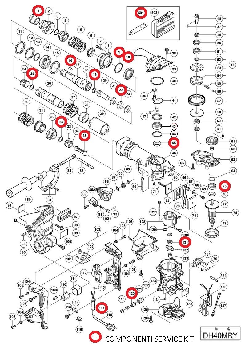 COMPONENTI KIT MANUTENZIONE DH40MRY